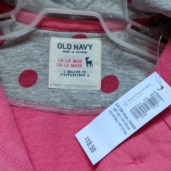 [KIDS 2/$30] NWT Baby Girl (12-18M) - OLD NAVY Cinched Waist Button up Hoodie - Picture 8 of 9